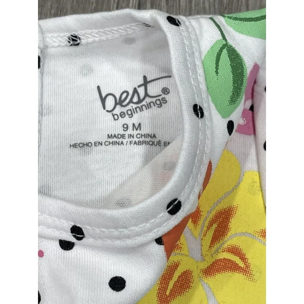 New Best Beginnings Baby Girl Dress 9 Month Floral Yellow Tutu J13